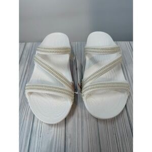 Crocs Kadie II Jewels Sandal Women 10 White Strappy Embellished Slide 207150-100